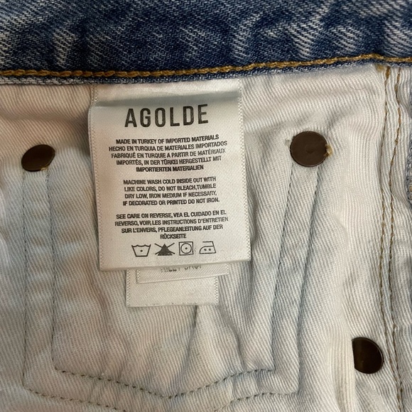 AGOLDE Riley Ankle Crop High Rise Straight Leg Blue Jean Distressed Hem Size 30 - Picture 10 of 12